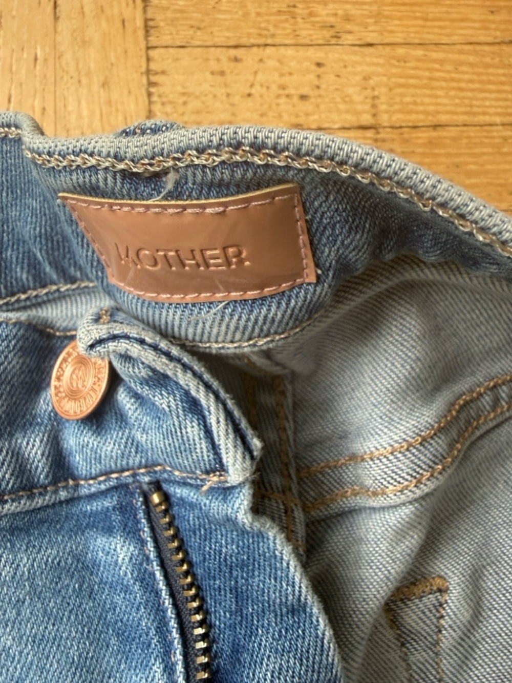 MOTHER Light Blue Cropped Jeans with Frayed Hem - Picture 3 of 4